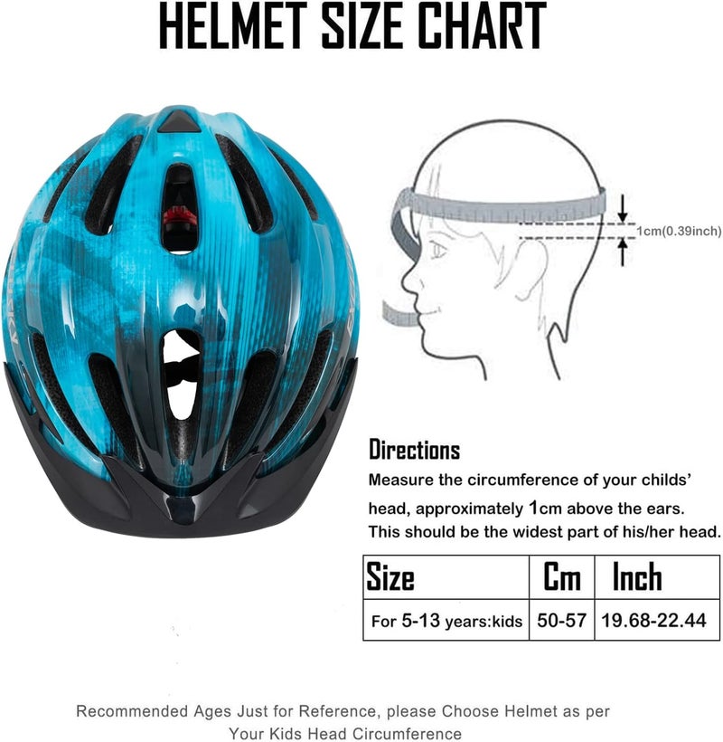 EXCLUSKY Kids Bike Helmet with LED Light – Adjustable Multi-Sport Youth Helmet for Boys & Girls, Ages 5-12, Fits 50-57cm, Cycling Safety Gear - Image 2